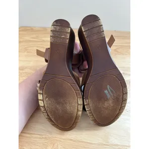 Fabio maggenti brown heel wedge leather flower accent Sz 7 boho floral See De thumbnail 8