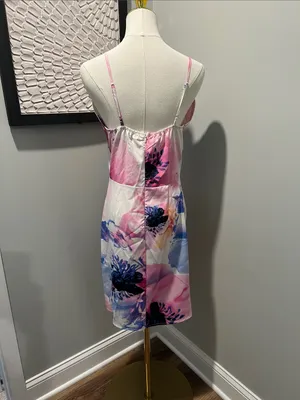 NLW Sleeveless Floral Wrap-Style Mini Dress - Pink & Blue thumbnail 4