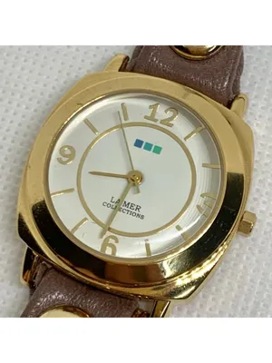 La Mer Collections Double Wrap leather band Gold Tone 30mm Watch quartz running thumbnail 3