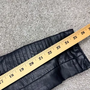 Halogen Moto Jacket Women XS Petite Black Faux Leather Biker Edgy Quilted Sleeve thumbnail 6