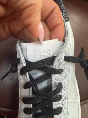 P448 White Sneakers with Black Snake-Print Heel thumbnail 4
