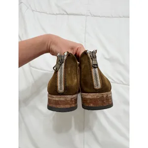 Free People Lost Valley Leather Ankle Boots Taupe Strappy Back Zip EU 37 Boho thumbnail 5