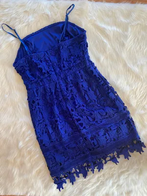 ASTR The Label Blue Lace Mini Sleeveless Cocktail Dress Size M thumbnail 5