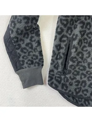 Abercrombie & Fitch Snap-Up Fleece Leopard Print Pullover Asymmetrical Sz Medium thumbnail 6