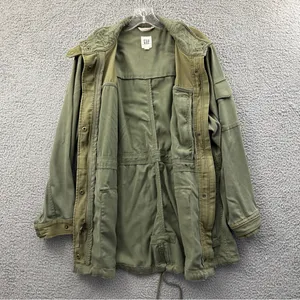GAP Parka Utility Long Jacket Olive Green Full Zip Military Gorpcore Women's M‎ thumbnail 2