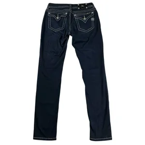 Miss Me Skinny Jeans Dark Wash Embellished Flap Pockets Thick Stitching Size 30 thumbnail 5