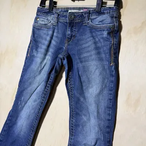 Aeropostale Hailey Skinny Flare Jeans Womens 3/4 Short Y2K Low Rise Blue thumbnail 2