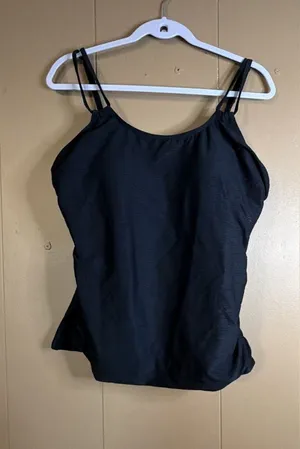 Swim Solutions Tunnel Scoop Tankini Top Black Size 16 thumbnail 1