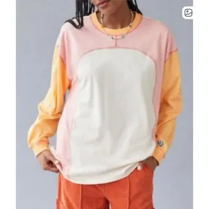 BDG Colby Seamed Colorblock Relaxed 90's Retro Relaxed Long Sleeve Tee, L thumbnail 2