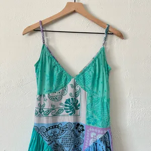 Free People Teal, Lavender, Mint Patchwork Midi Dress thumbnail 3