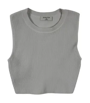 Babaton Aritzia Ribbed‎ Tank Top Womens 2XS White Sleeveless Stretch Minimalist thumbnail 1