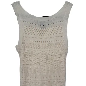 Tahari Womens Open Knit Sleeveless Maxi Dress Cream Size Small Resortwear Beach thumbnail 5