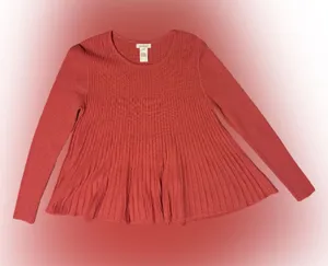Sundance Ribbed Peplum Crew Sweater - Rust thumbnail 1