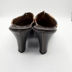 Cole Haan Leopard Calf Hair Horsebit Mule Heels Brown Black Womens 7.5B Brazil thumbnail 4