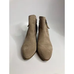 Frye Suede Ankle Booties Womens 10 Ash Tan Excellent Pointed Toe Block Heel Zip thumbnail 2