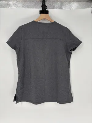 Cherokee ribbed look pewter gray small scrub top thumbnail 3
