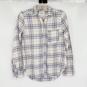 Abercrombie Fitch Plaid Flannel Womens Top Sz S Coastal Preppy Light Academia thumbnail 2