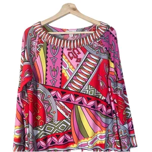 Muse Boston Proper Pink Orange‎ Geometric Shift Drop Waist Retro Dress 12 Light thumbnail 2