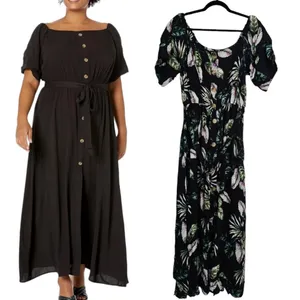 City Chic Women's Plus Size Tropical Tie Waist Maxi Dress Puff Sleeve Small / 16 thumbnail 2