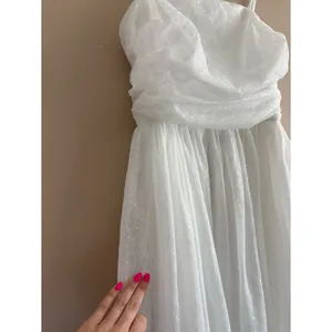 Lulus Darling Sweetheart White Swiss Dot Ruched Midi Dress Size XS bridal Shower thumbnail 11