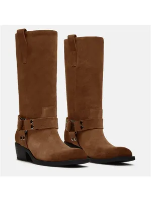 Steve Madden RUSKIN Moto boots Brown Chestnut Suede Leather country Cowgirl 8M thumbnail 3