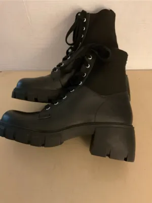 Steve Madden women leather Black Lace-Up Combat Nanet Boots US 9.5 thumbnail 8