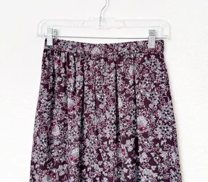 [Abercrombie & Fitch] Purple Floral Paisley Print Lace Trim Midi Skirt Sz Medium thumbnail 4