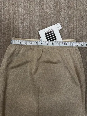 Christine Thomson Gold Unlined Deadstock Midi Skirt Vintage Women Size Medium thumbnail 3