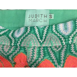 Judith March Green Orange Chevron‎ Colorful Crochet Shorts Boho Festival Size S thumbnail 3