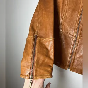 Vintage Anne Klein Longer Line Camel Faux Belted Leather Jacket Sz M thumbnail 4