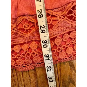 Altar’d state orange coral crochet trim bell sleeve dress m thumbnail 7