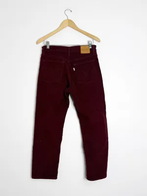 Levi’s Wedgie Straight Corduroy Pants Size 28 Burgundy High Rise thumbnail 3