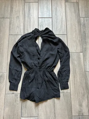 superdown Black Long-Sleeve Surplice Romper thumbnail 4