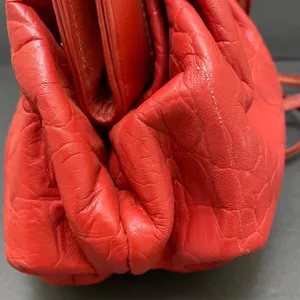 Vintage 90's Red Faux Alligator Shoulder Bag Purse Snap Puffy thumbnail 8