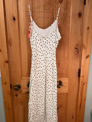 Rixo Silky Flowy Polka Dot Ruffle Leopard Shimmer Slip Dress thumbnail 4