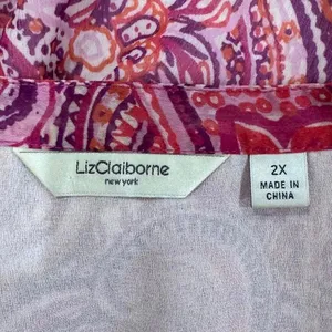 Liz Claiborne Pink and Purple Paisley Print Blouse Plus Size 2X thumbnail 5