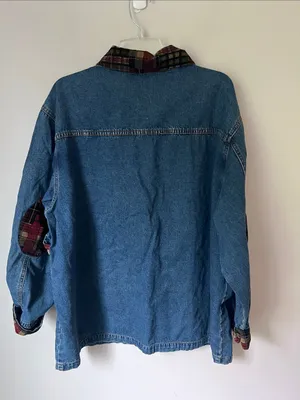 Vintage Zana Di 90s plaid trim denim barn jacket 🔷 thumbnail 5