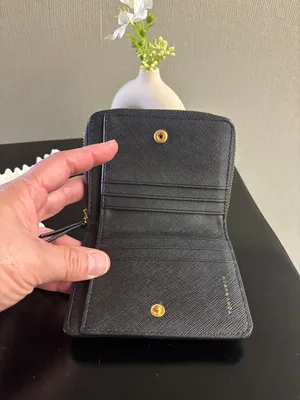 Tory Burch Black Saffiano Zip Coin Wallet with Gold Logo thumbnail 5