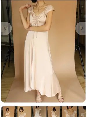 Current Air Elegant Cream Midi Dress with Ruched Bodice thumbnail 2
