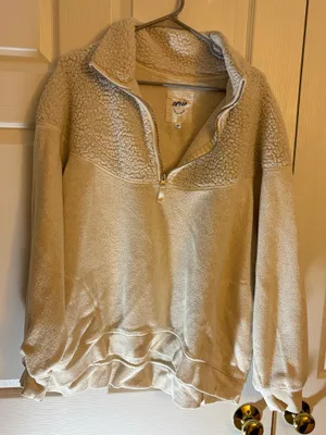Aerie Women’s Sherpa Pullover Quarter-Zip Cream L thumbnail 3
