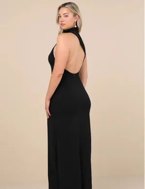 Lulus Keep It Interesting Black Asymmetrical Cutout Halter Maxi Dress - Size L thumbnail 3