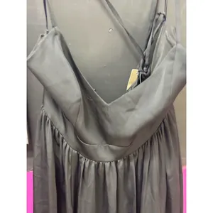 J.Crew‎ Black Satin V-Neck Lace-Up Back Maxi Dress G3513 Womens 12 NEW thumbnail 2