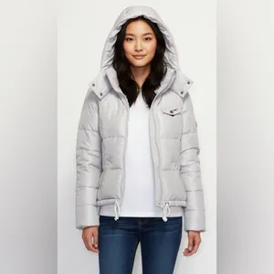 Hollister Down & Feather Fill Puffer Hooded Jacket Size Large thumbnail 14