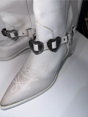 Madden Girl Women's Sweetheart Western Cowboy Boot White‎ 7.5 Hearts Concho thumbnail 2