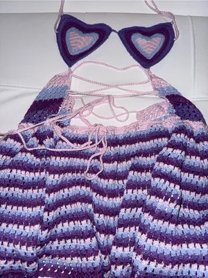SHEIN Amplova Women's Heart-Shaped Bustier Mini Knit Dress, Stripe thumbnail 3