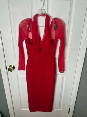 House of CB Yasmin Scarlet Plunge Midi Dress XS thumbnail 3