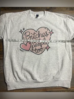 Gildan Light Gray Crewneck Sweatshirt with Pink Heart Script thumbnail 6