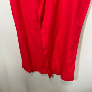 J. Jill Pimento Red 100% Linen Wide Leg Elastic Waist Pants NWT Women's Large thumbnail 3