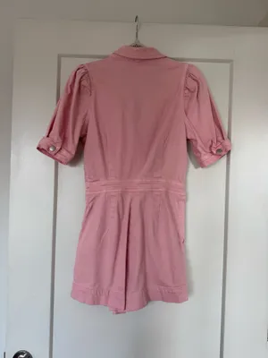 Day and moon pink denim romper thumbnail 3
