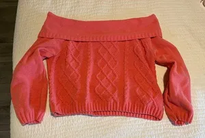 Pink off the shoulder sweater thumbnail 1